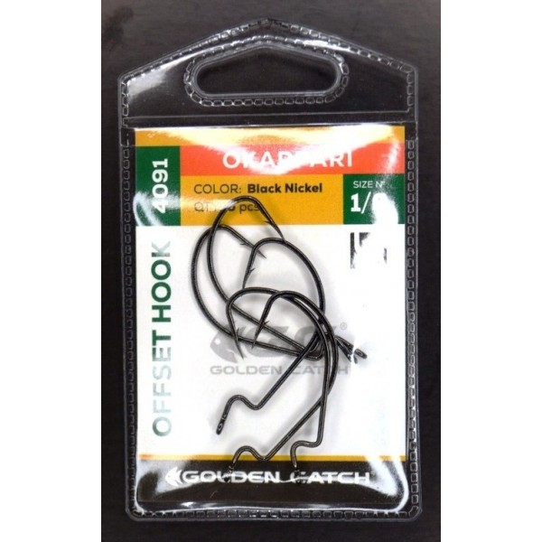 Гачки рибальські, GC Offset Okkapari 4091, 5шт/уп, колір BN, №1/0